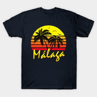 Malaga Spain Retro Sunset T-Shirt